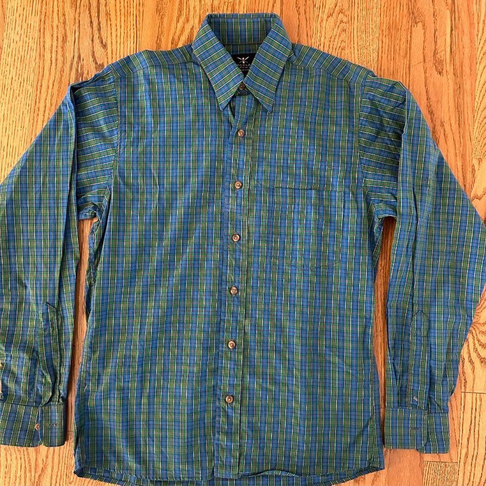 Blackland - USA Made Blue & Green Plaid Long-Sleeved Button-Up Men's Shirt
